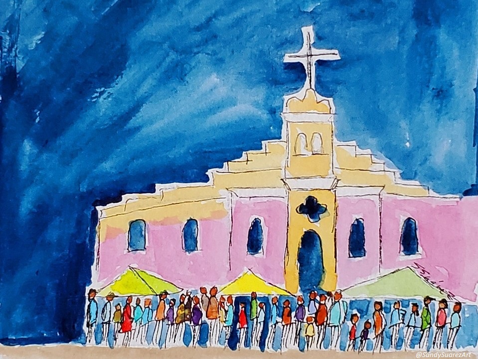 A painting of the Chistmas Festival at Plaza Las Delicias, Salinas, Puerto Rico.